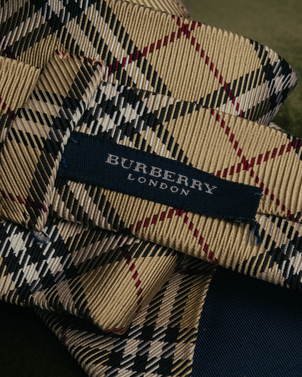 "BURBERRY LONDON" 00's Beige checked silk necktie