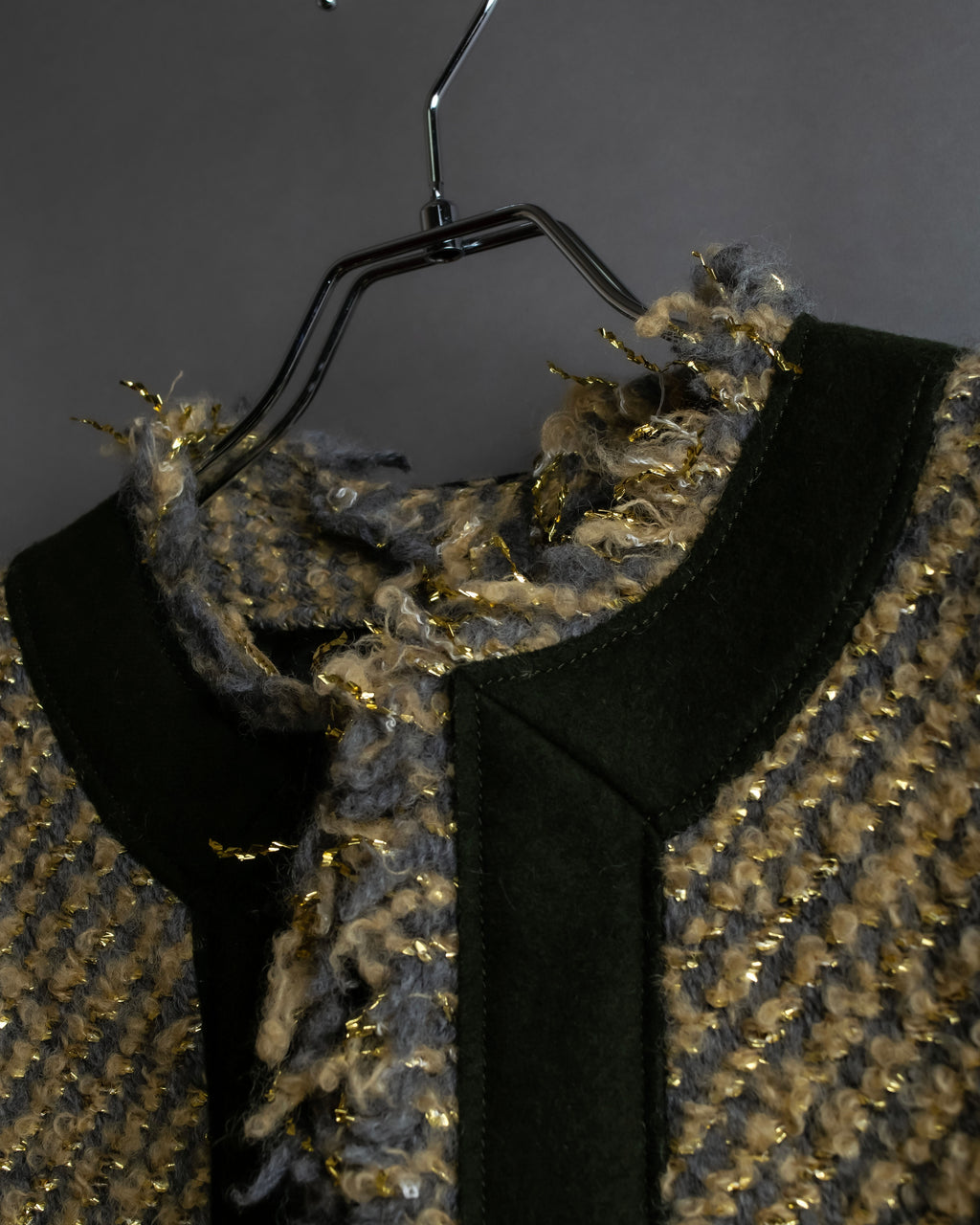 "sacai" Asymmetrical design double zipper tweed vest