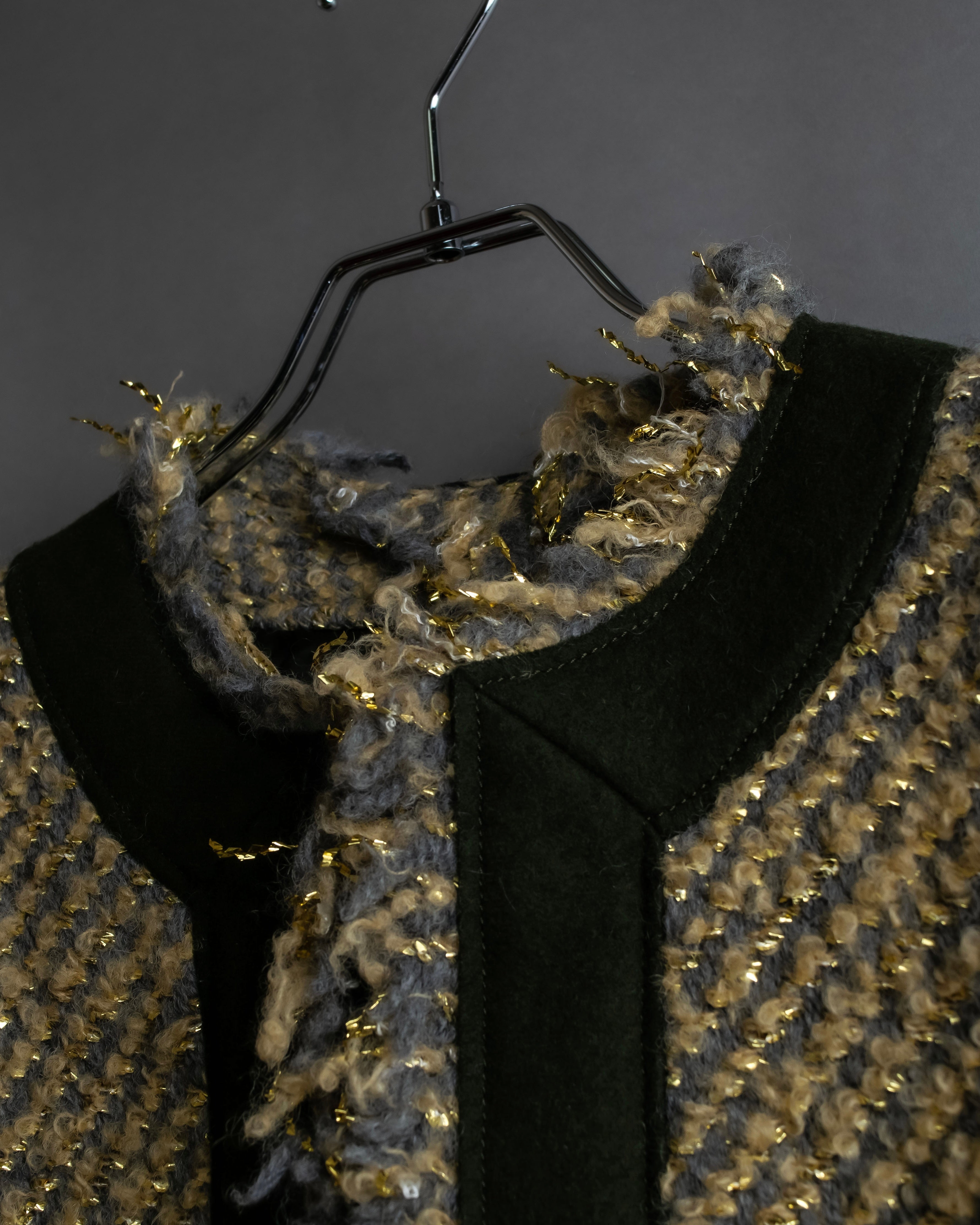 "sacai" Asymmetrical design double zipper tweed vest