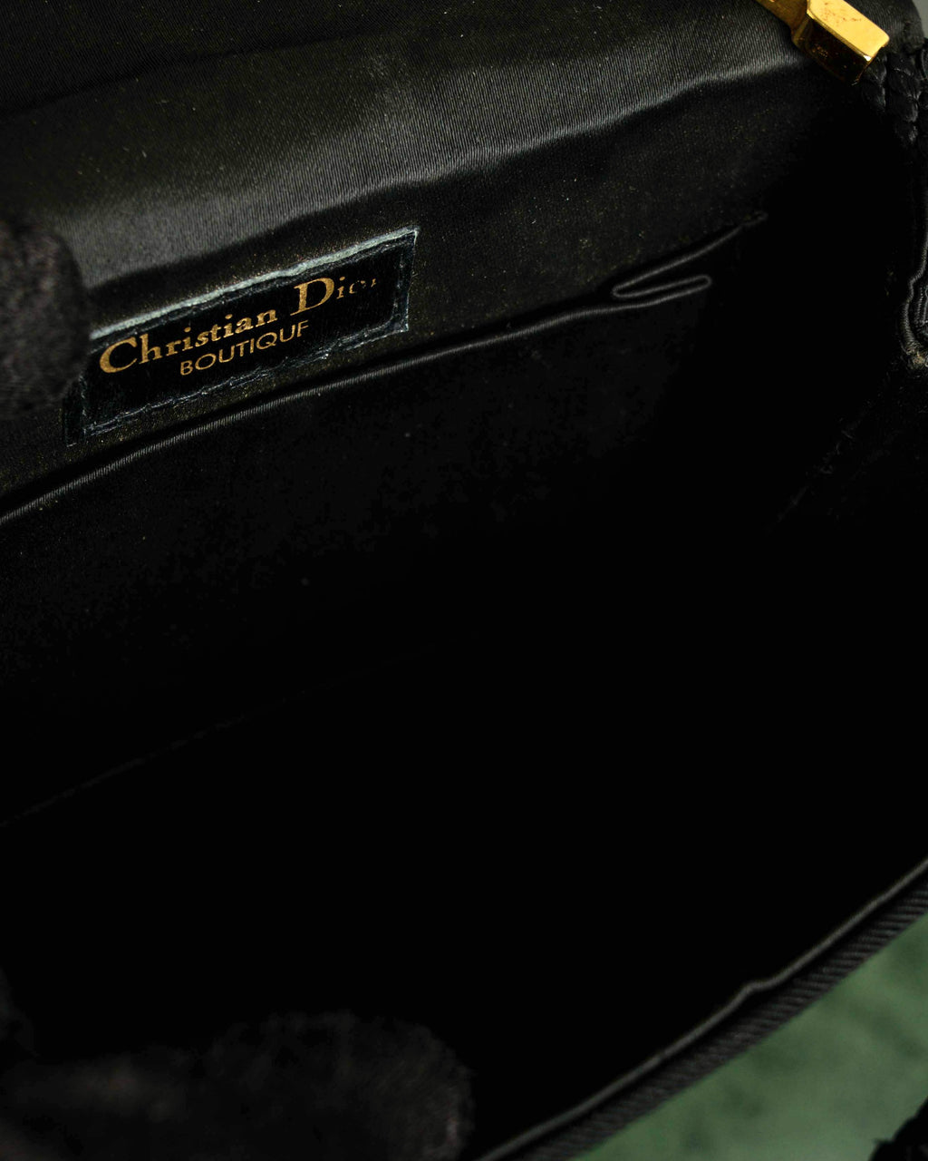 "Christian Dior Boutique Paris" Large flower motif design rope shoulder bag