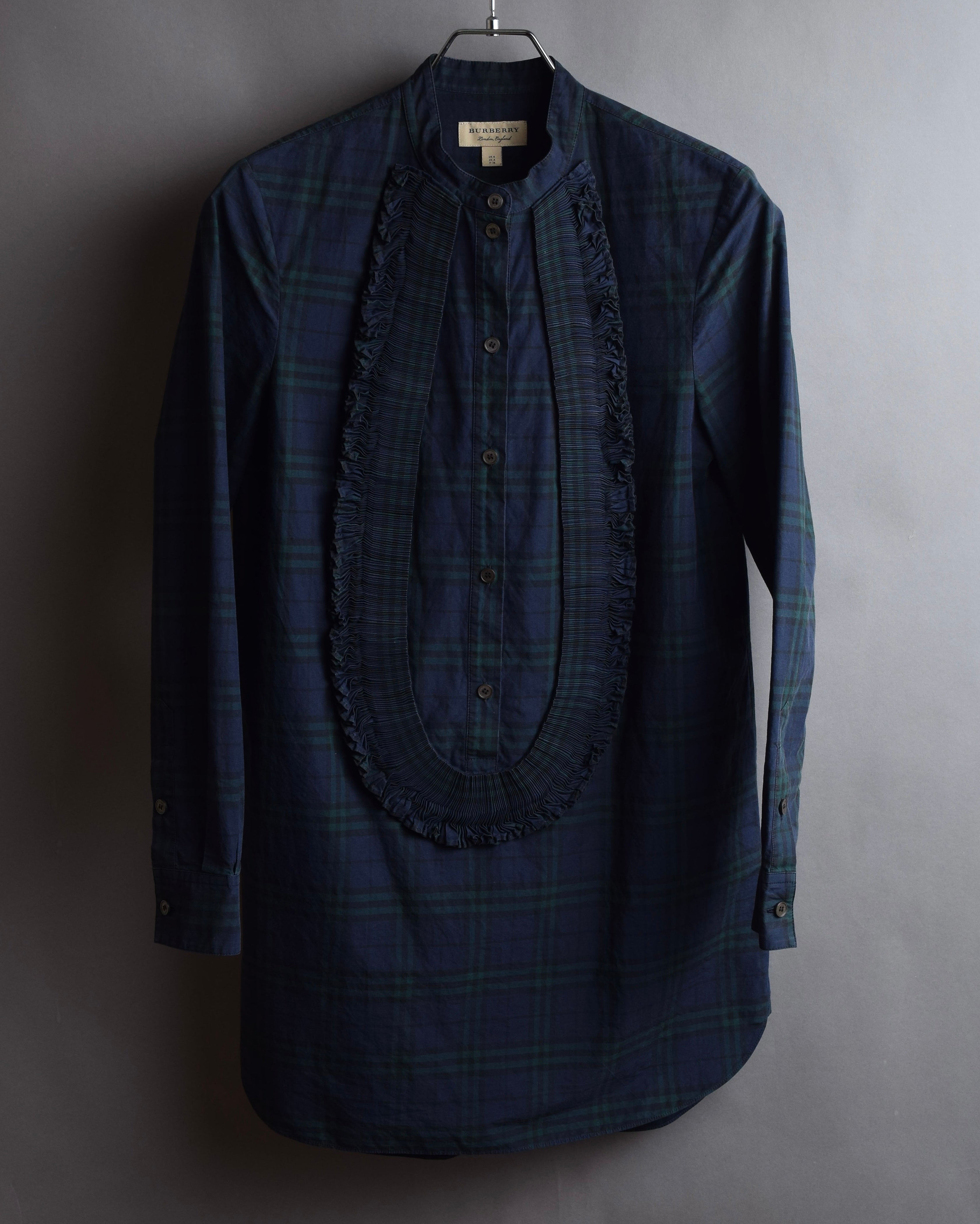 "BURBERRY" Tartan check pattern frill shirt