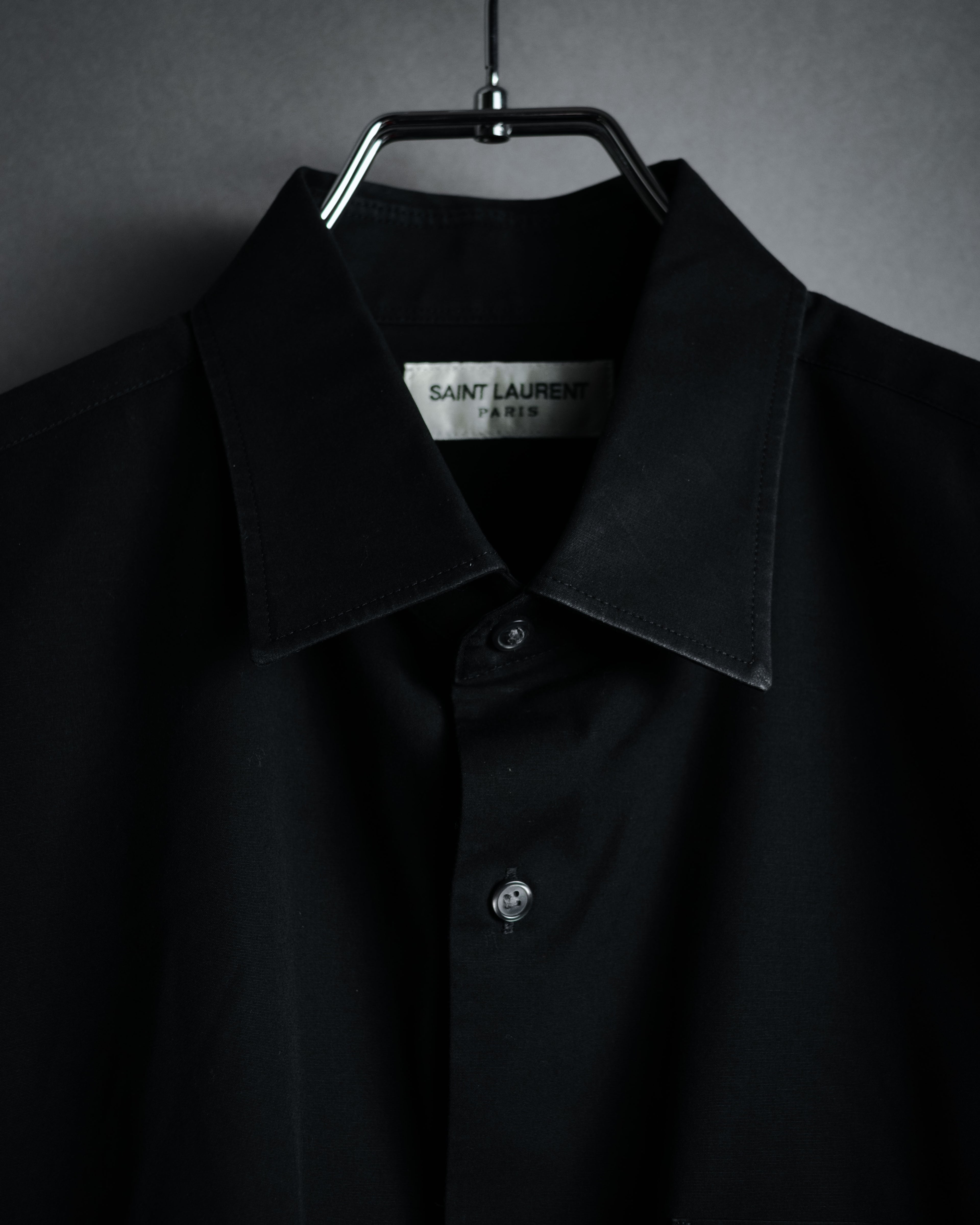 "SAINT LAURENT" 2017 season minimalist black dress shirt