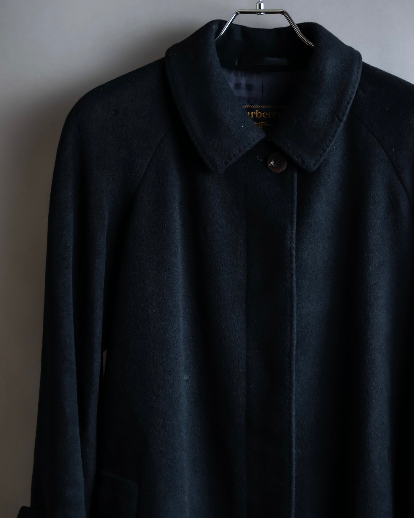 "BURBERRYS" Fly front cashmere blend soutien collar long coat