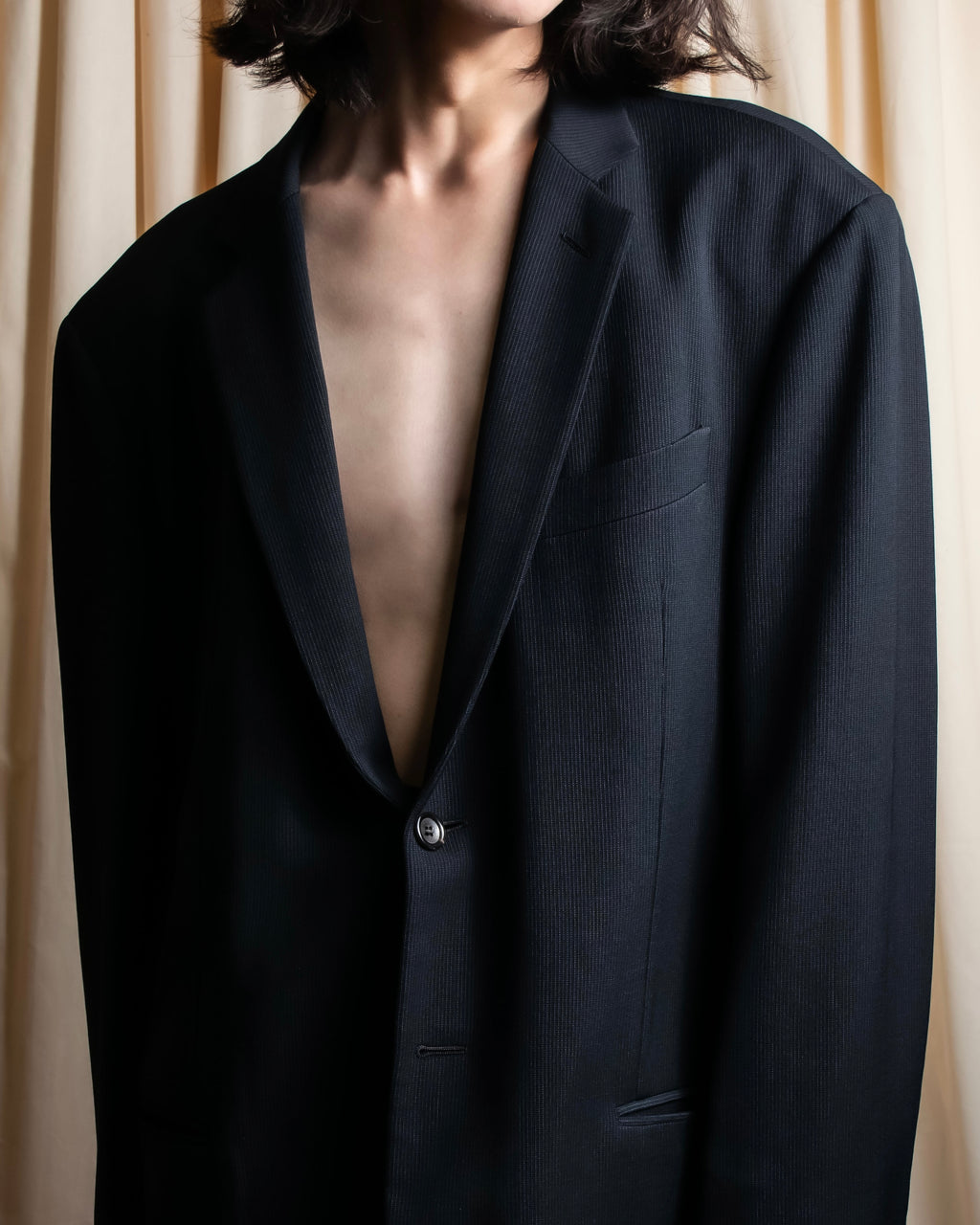 "GIORGIO ARMANI" Beautiful drape navy wool set up