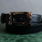 "Cartier" 2C logo motif buckle design leather belt