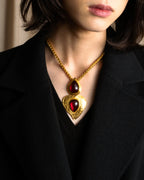 "YVES SAINT LAURENT" Vintage drop motif gold chain necklace