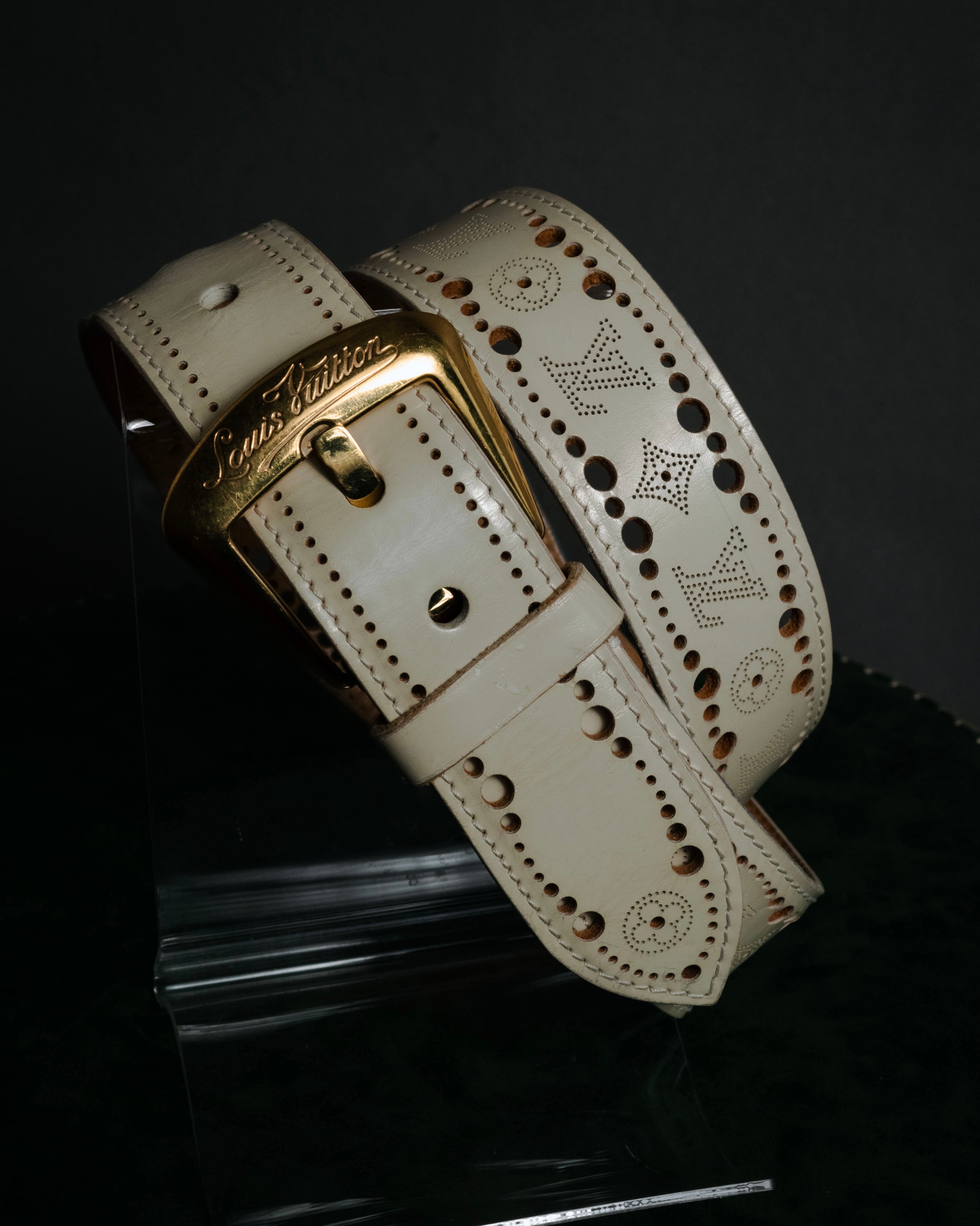"LOUIS VUITTON" 00’s perforated monogram leather belt