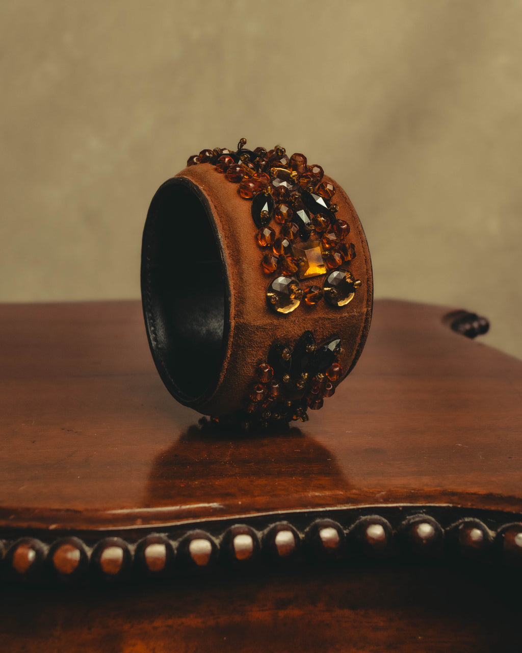 "PRADA" 90's-00's Embellished wide cuff bracelet