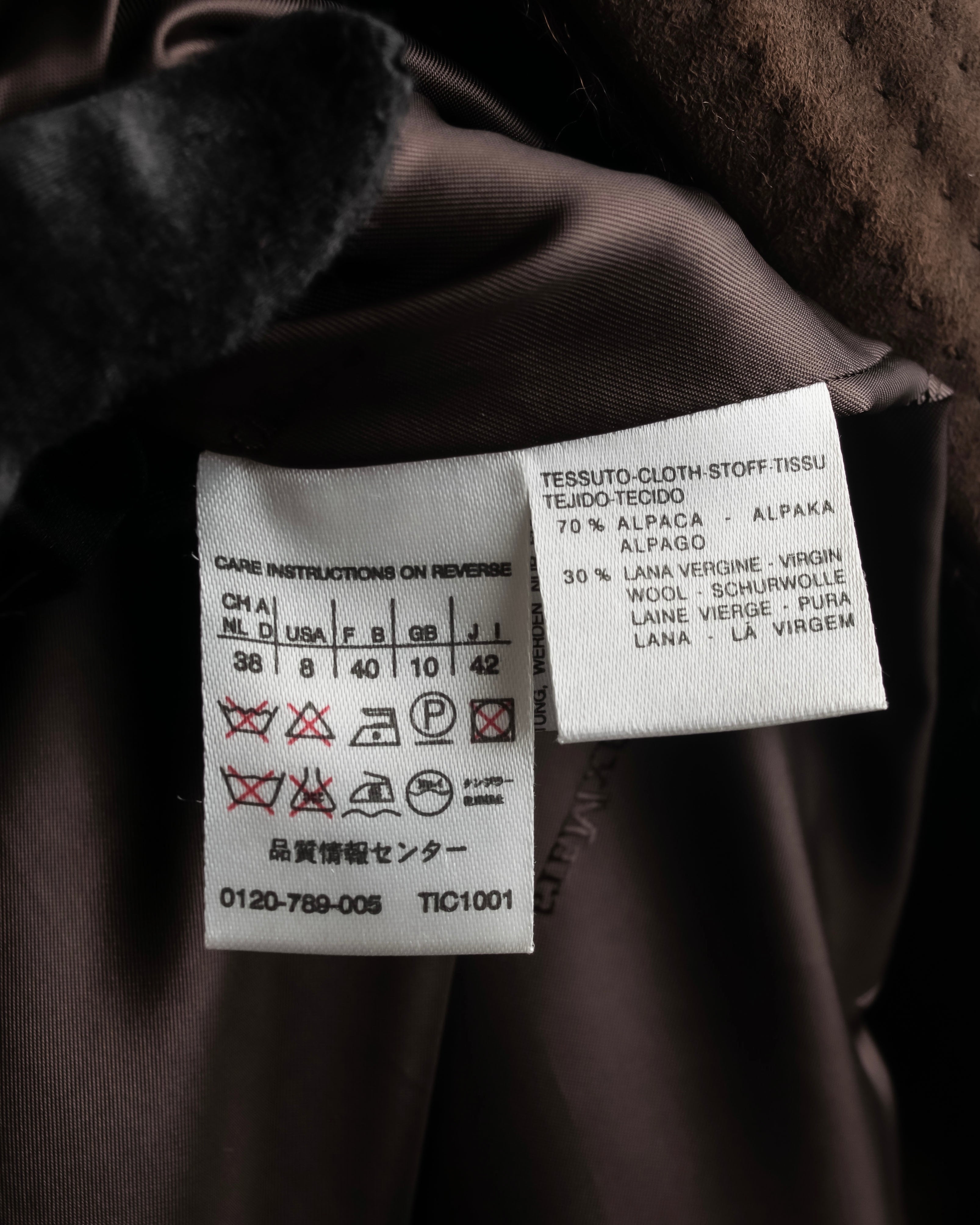 "Max Mara" Alpaca wool belted stand collar long coat