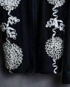 Vintage double zip ribbon flower design sheer jacket