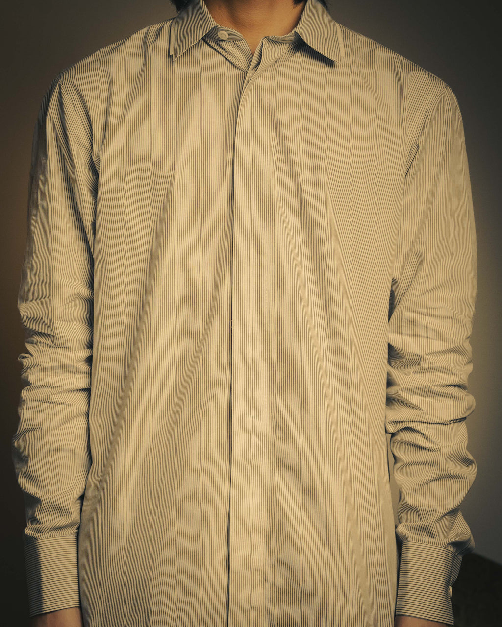 -SPECIAL- "Dior" 00's-10's Fine pinstripe concealed placket dress shirt