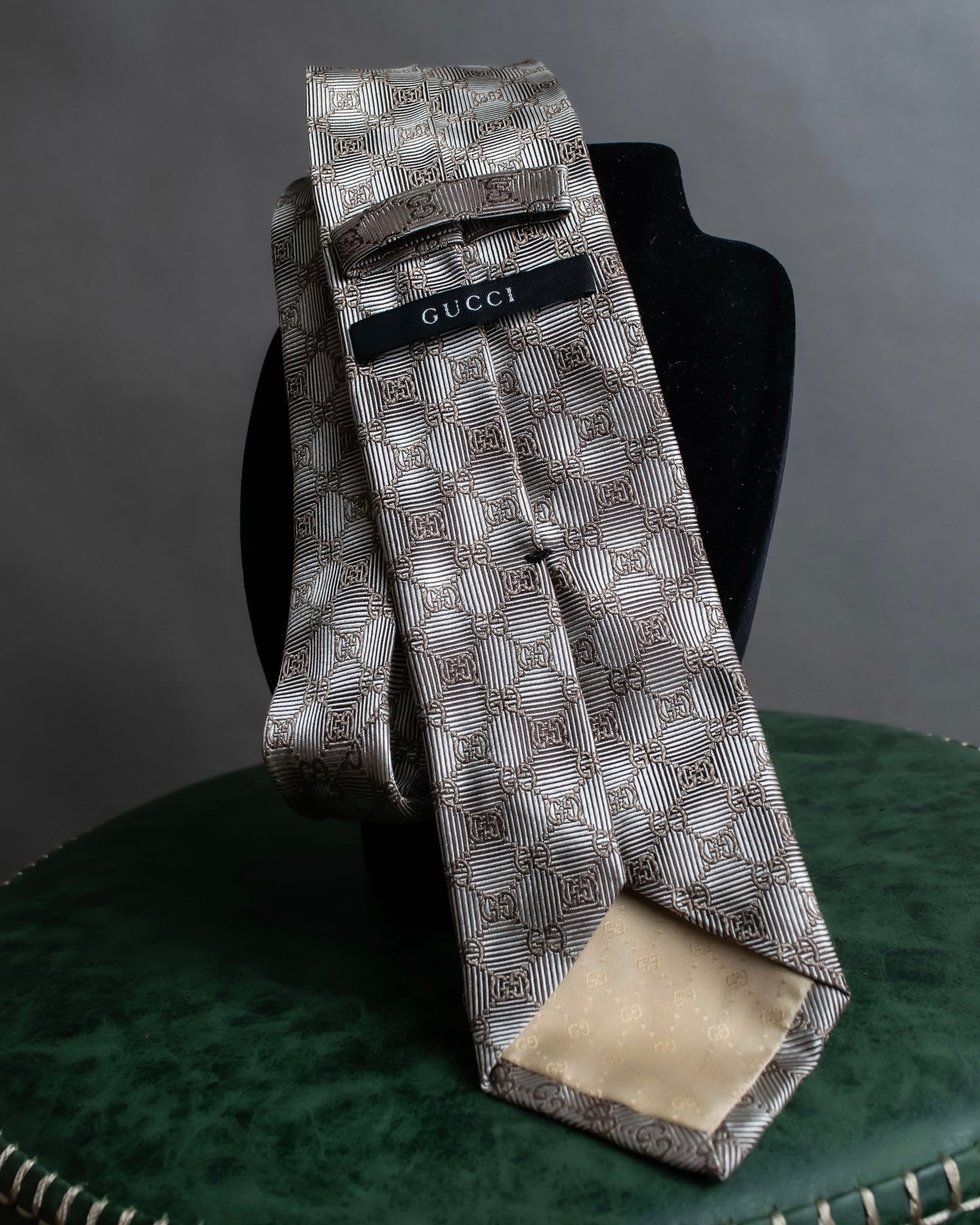 "GUCCI" GG pattern jacquard weave neck tie