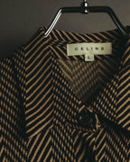 “CELINE” 90’s-00’s Chevron patterned long shirt dress