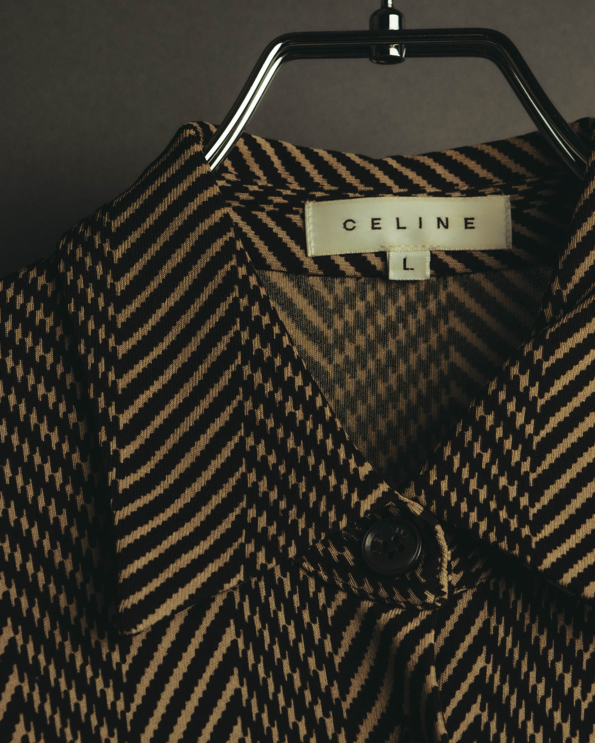 “CELINE” 90’s-00’s Chevron patterned long shirt dress
