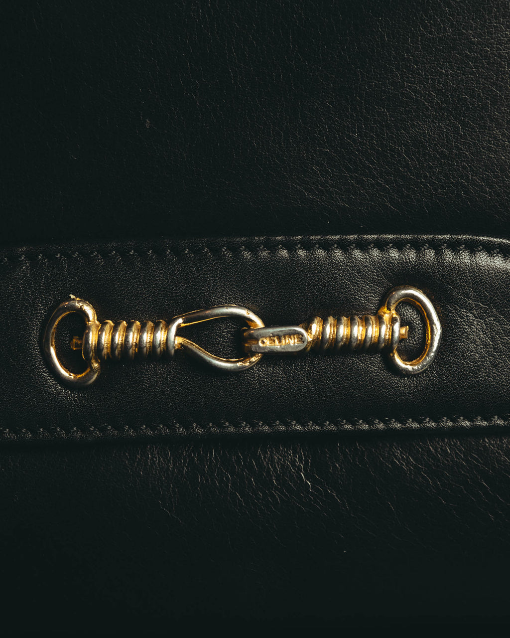 "CELINE" 70's-80's Classic horsebit leather shoulder handbag
