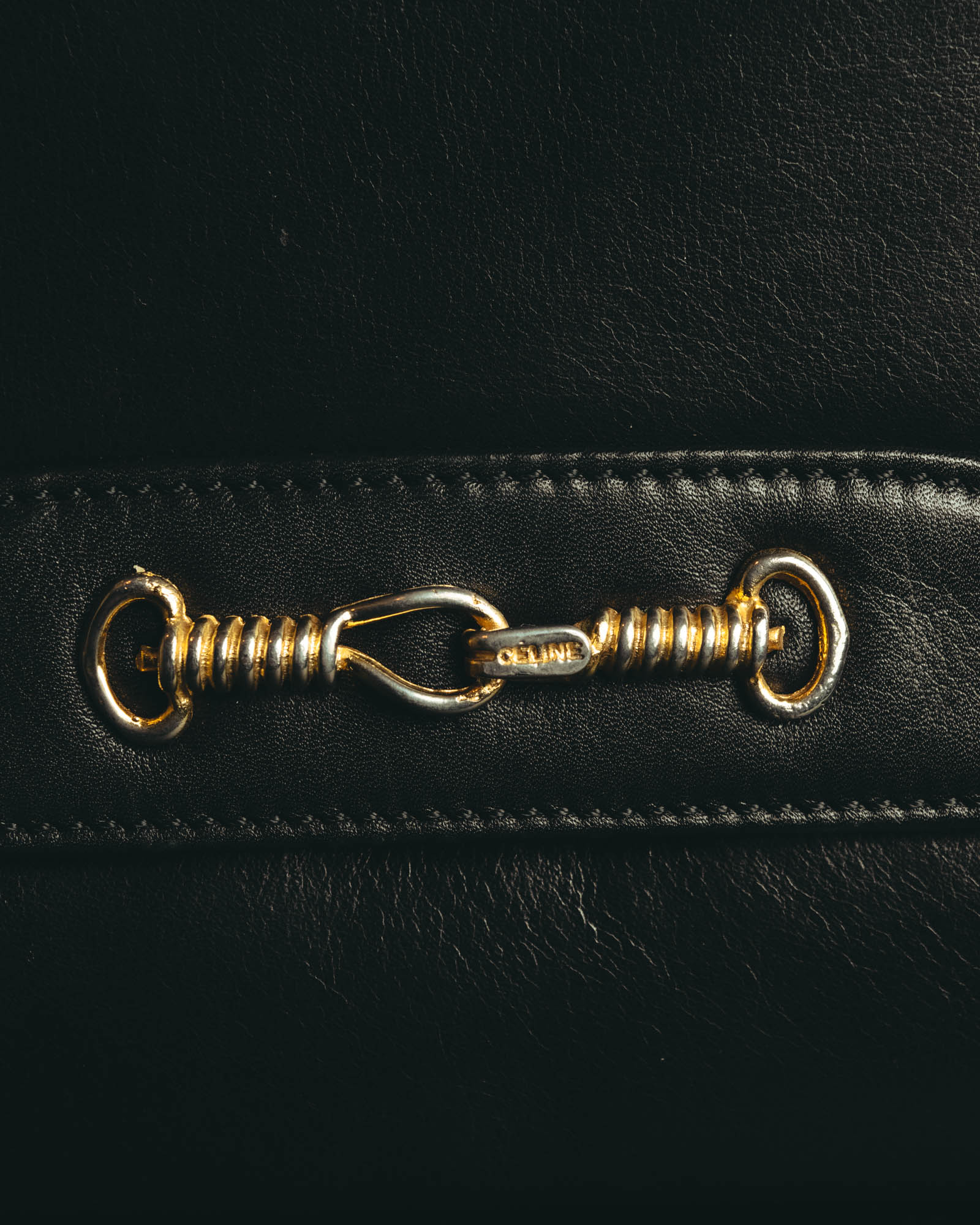 "CELINE" 70's-80's Classic horsebit leather shoulder handbag