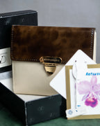 "VALENTINO" Brown & beige combination leather bi-fold wallet