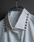 "VALENTINO" Stud detail collar white cotton shirt