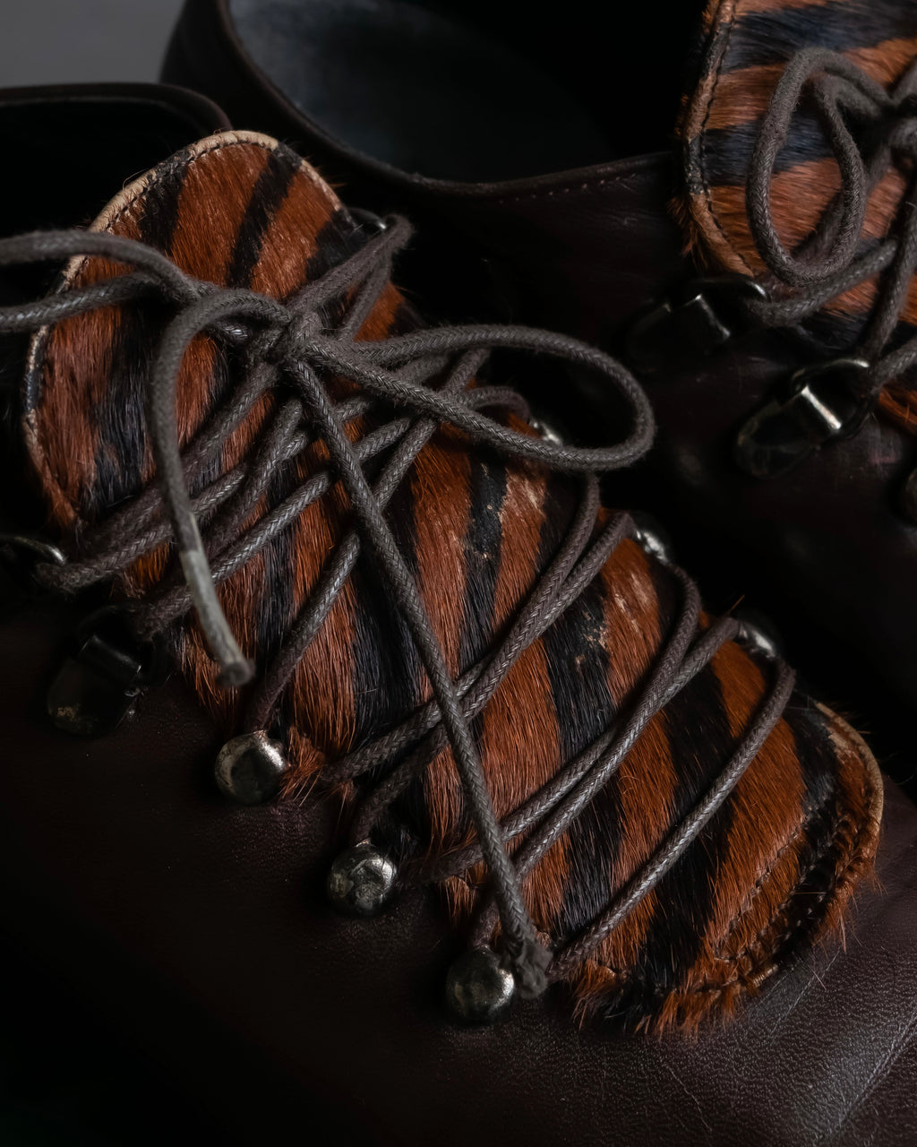 "Pinky&Dianne" Animal fur pattern lace-up heel shoes