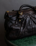 "MIU MIU" Tuck pleat design leather hand bag