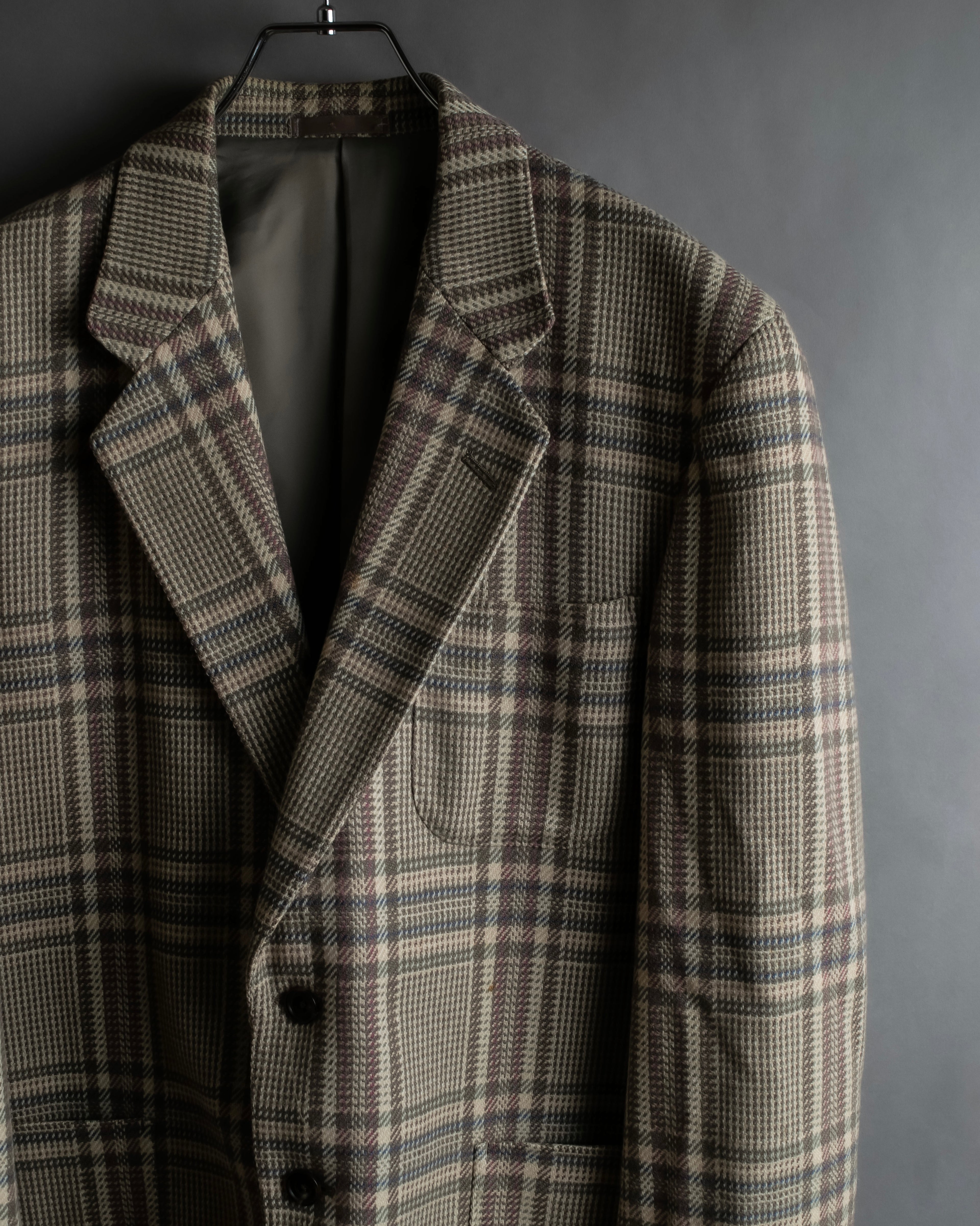 "BURBERRYS" Windowpane pattern tweed tailored jacket