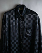 "FENDI JEANS" Logo engraved check pattern glossy shirt