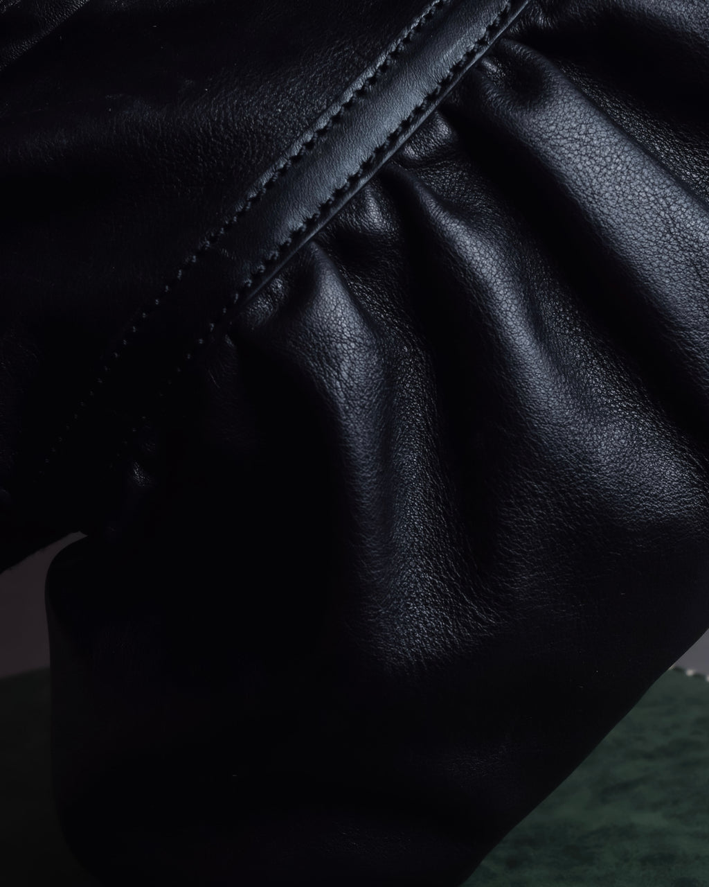 "FENDI" Gold metal gatherd design leather one-shoulder bag