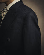 -SPECIAL- “Hermès” 80’s-90’s Super 120’s wool pinstripe double breasted setup