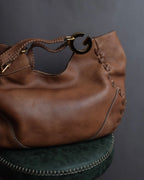 "GUCCI" Charlotte whipstitch hobo leather shoulder Bag