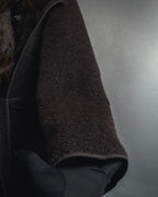 "FENDI" 90’s-00’s Sculptural belted leopard cat fur collar alpaca coat