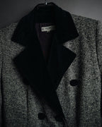 –SPECIAL– "CELINE" 70’s-80’s Classic tweed velvet-collar long coat