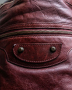 “BALENCIAGA” The Day leather one shoulder bag (burgundy)