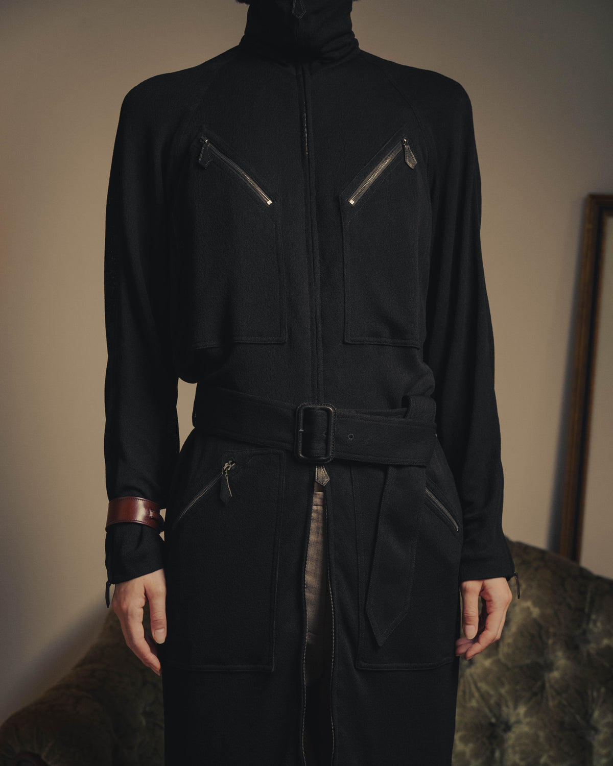 -SPECIAL- “HERMÈS” 00’s Jean Paul Gaultier era belted four-zip long cardigan