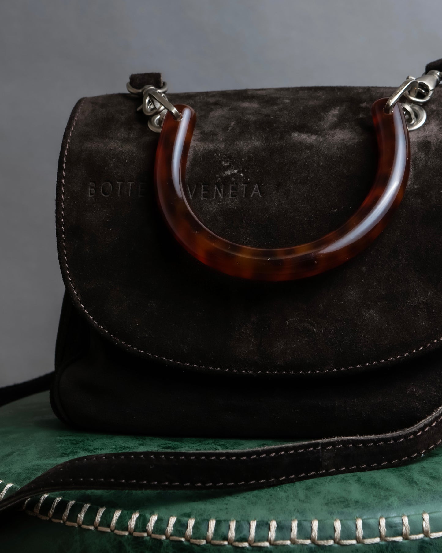 "BOTTEGA VENETA" Suede look tortoiseshell handle 2way bag