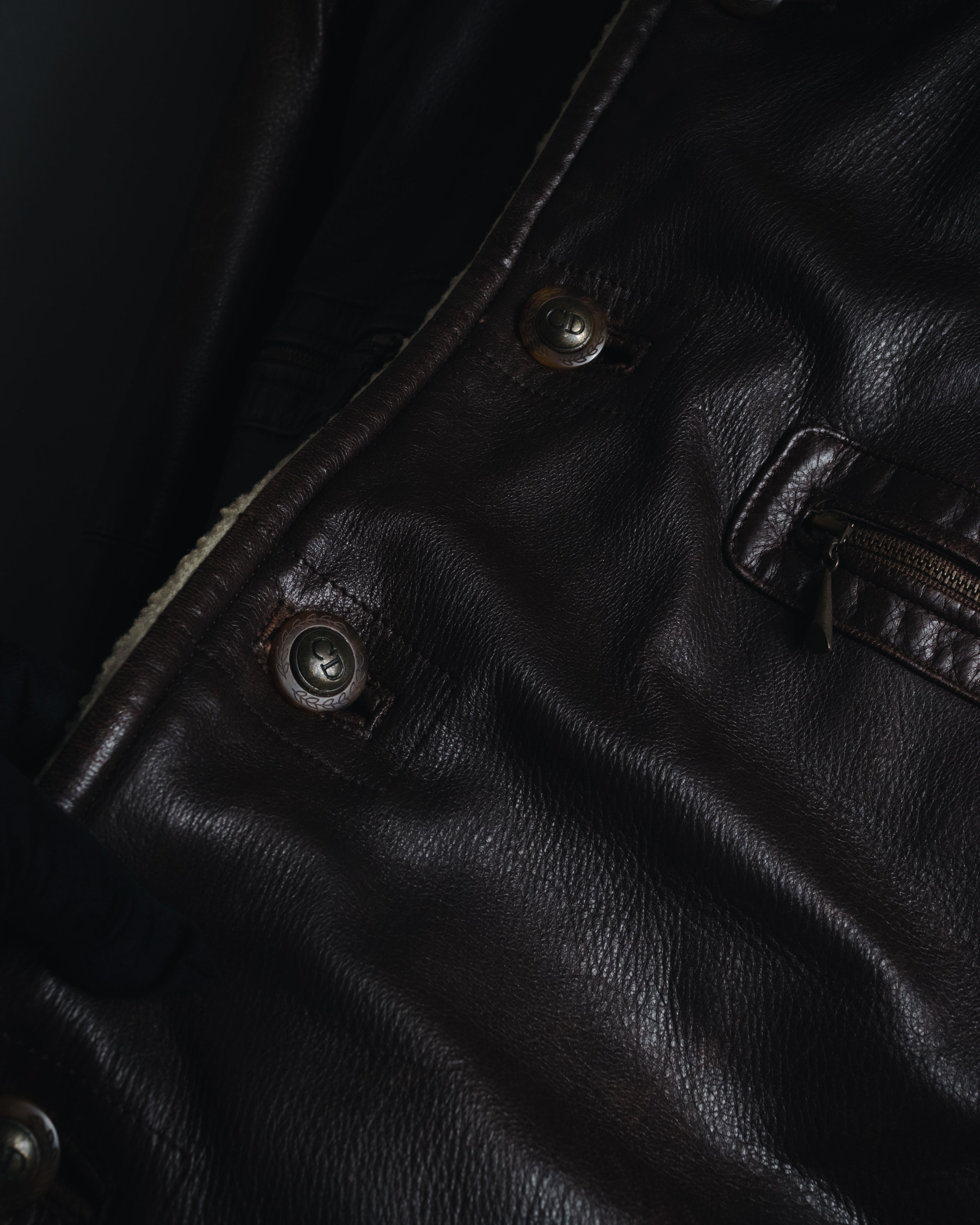 "Christian Dior" 80’s-90’s deerskin shearling collar leather jacket