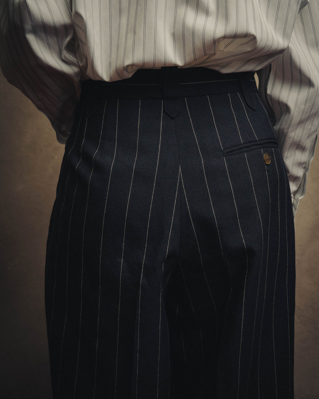 -SPECIAL- "LOEWE" 10's Pinstriped silk-lined wide trousers