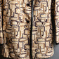 "PRADA" 1996fall Geometric pattern leather trim design mid length coat