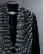 "Christian Dior" Jacquard switching design no-collar jacket