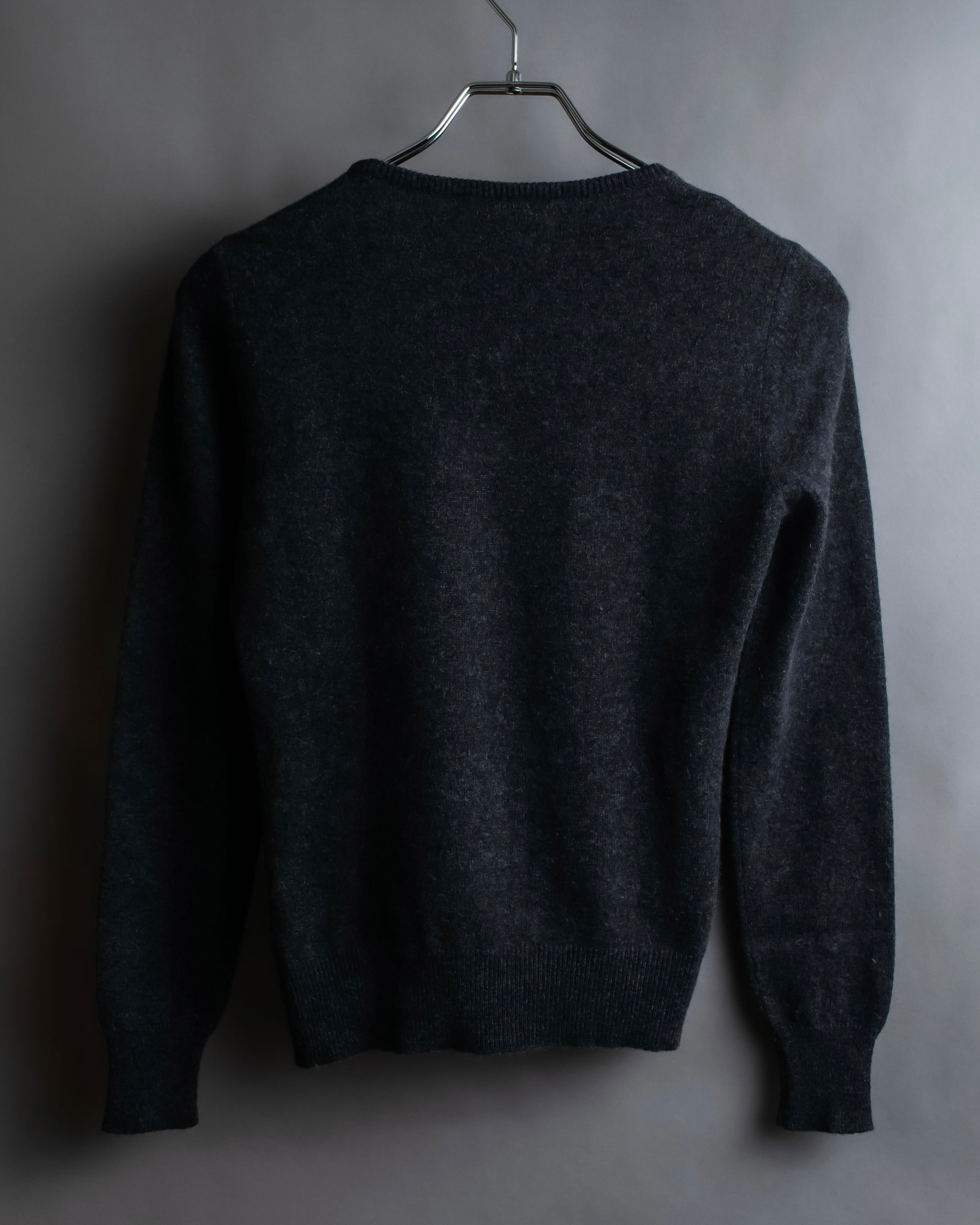 "CELINE" Beautiful U-neck design cashmere knit pullover
