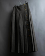 "CHANEL" Side button design pleated flared skirt
