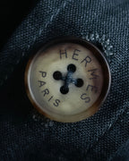 "HERMES" 90's Military detail linen long shirt dress