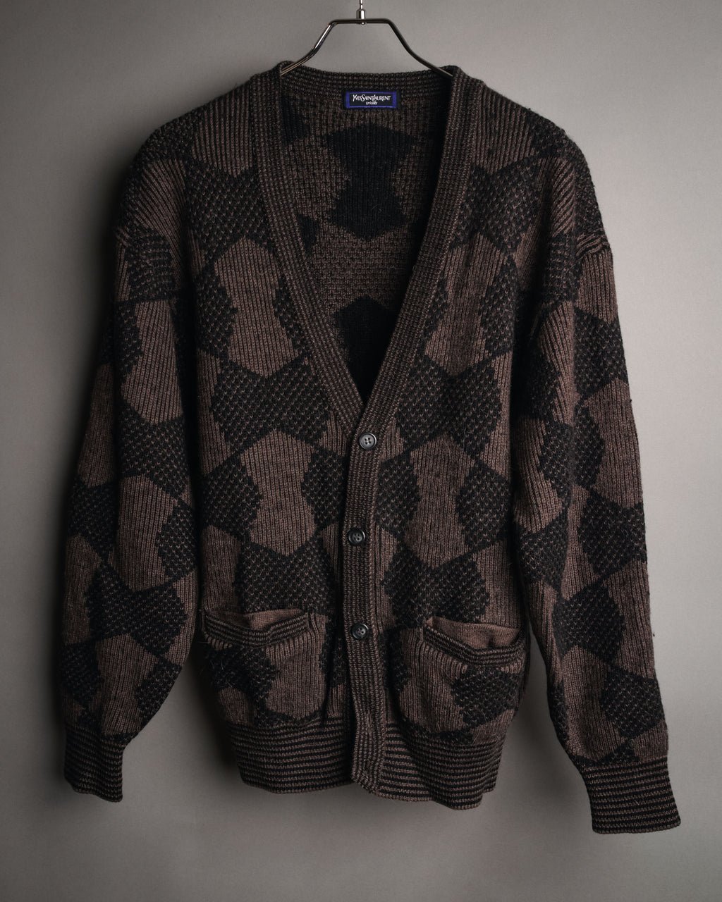 “Yves Saint Laurent” 80’s-90’s geometric knit cardigan
