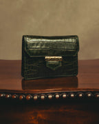 "Yves Saint Laurent" 80's Dark green crocodile compact wallet