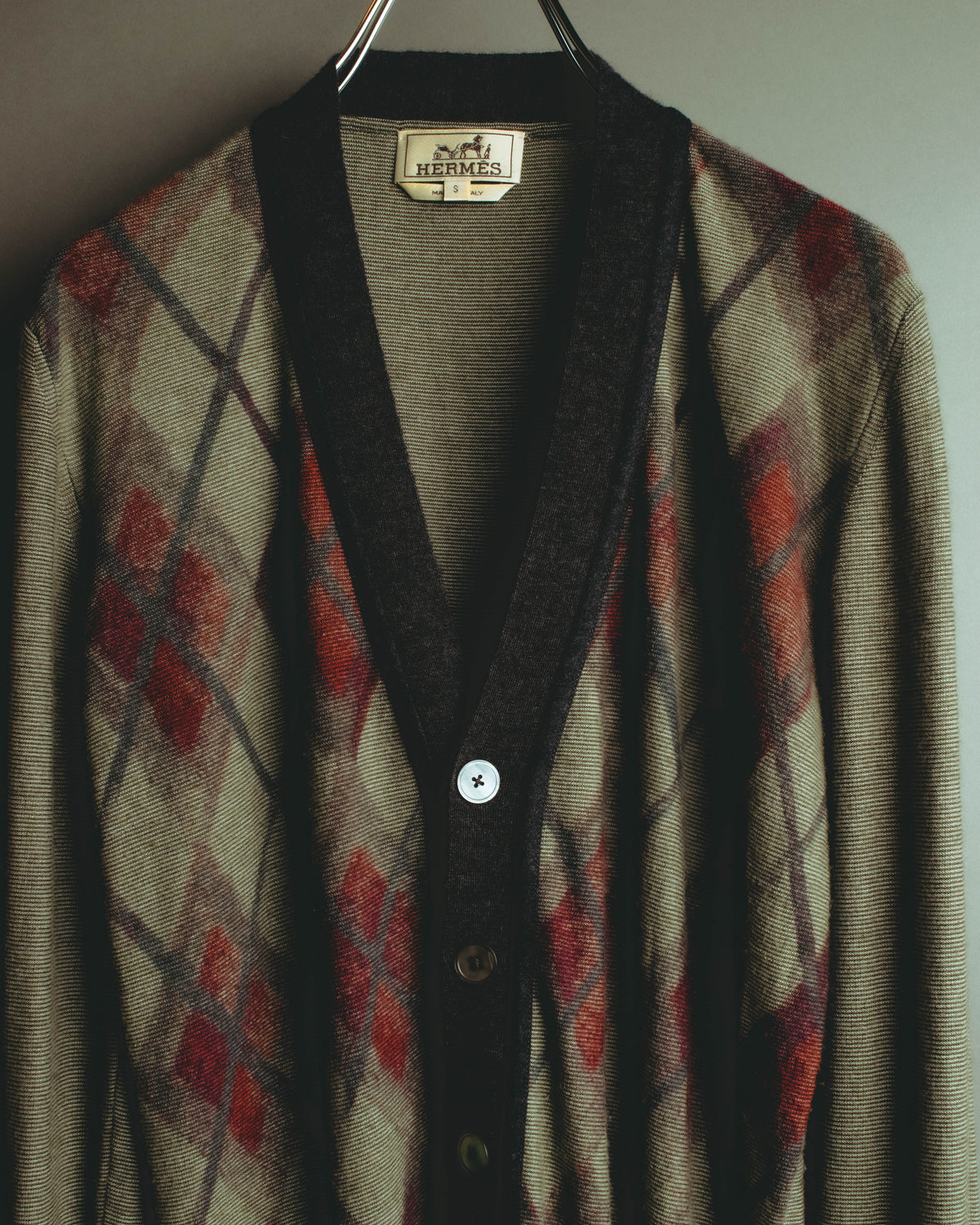 –SPECIAL– "Hermès" 90's-00's Plaid cashmere cardigan