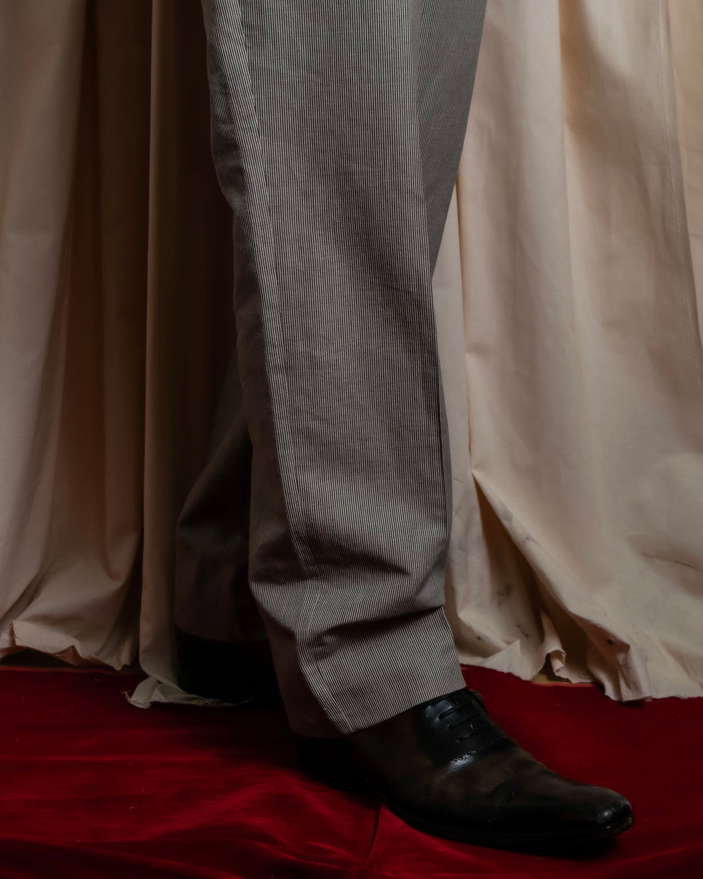 "HERMES" Cotton linen wide tapered slacks