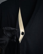 “CELINE” 2010’s Contrast placket wool silk cardigan