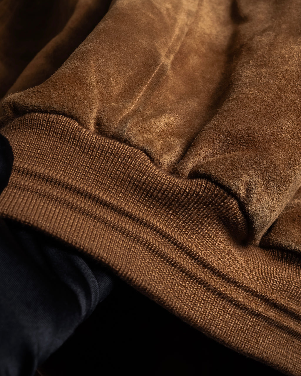 "SEAHOP" Ribbed design suede leather blouson