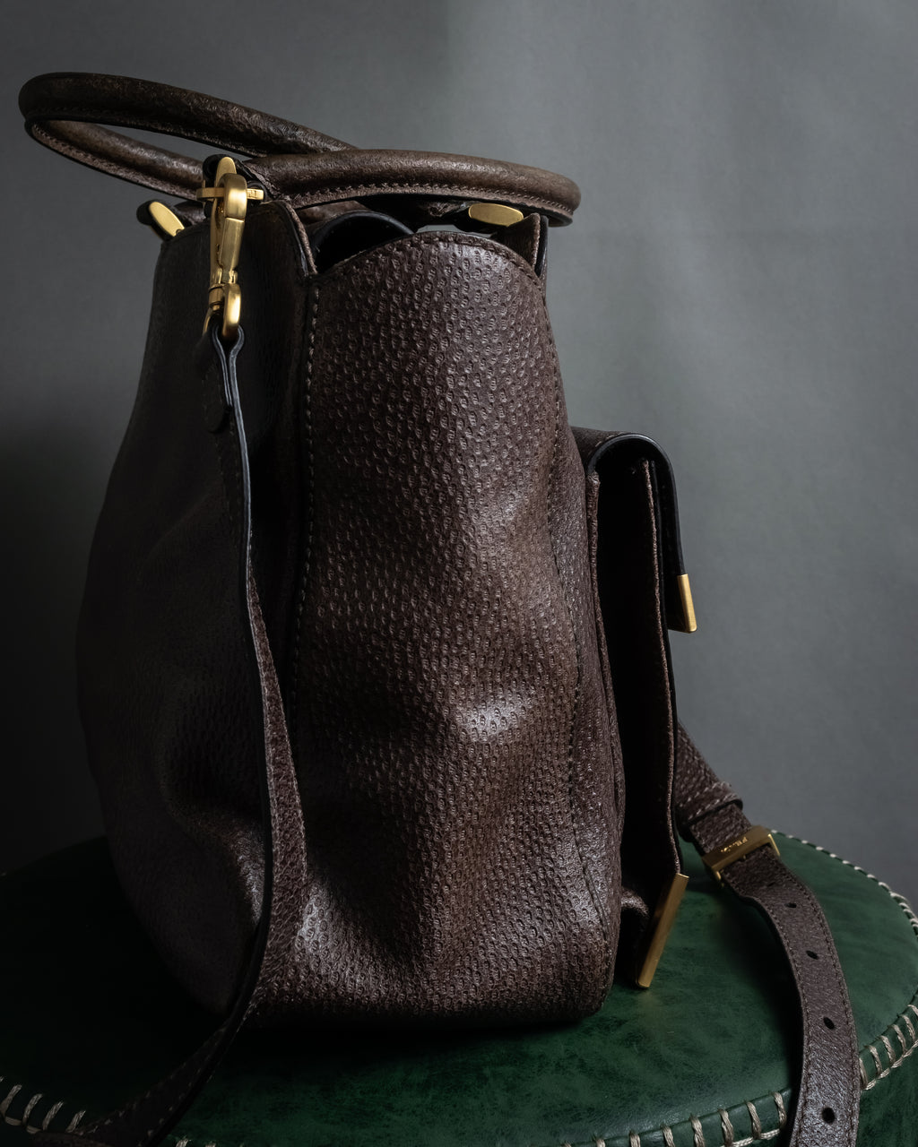 “FENDI” 2010’s Architectural grained leather 3Jours bag