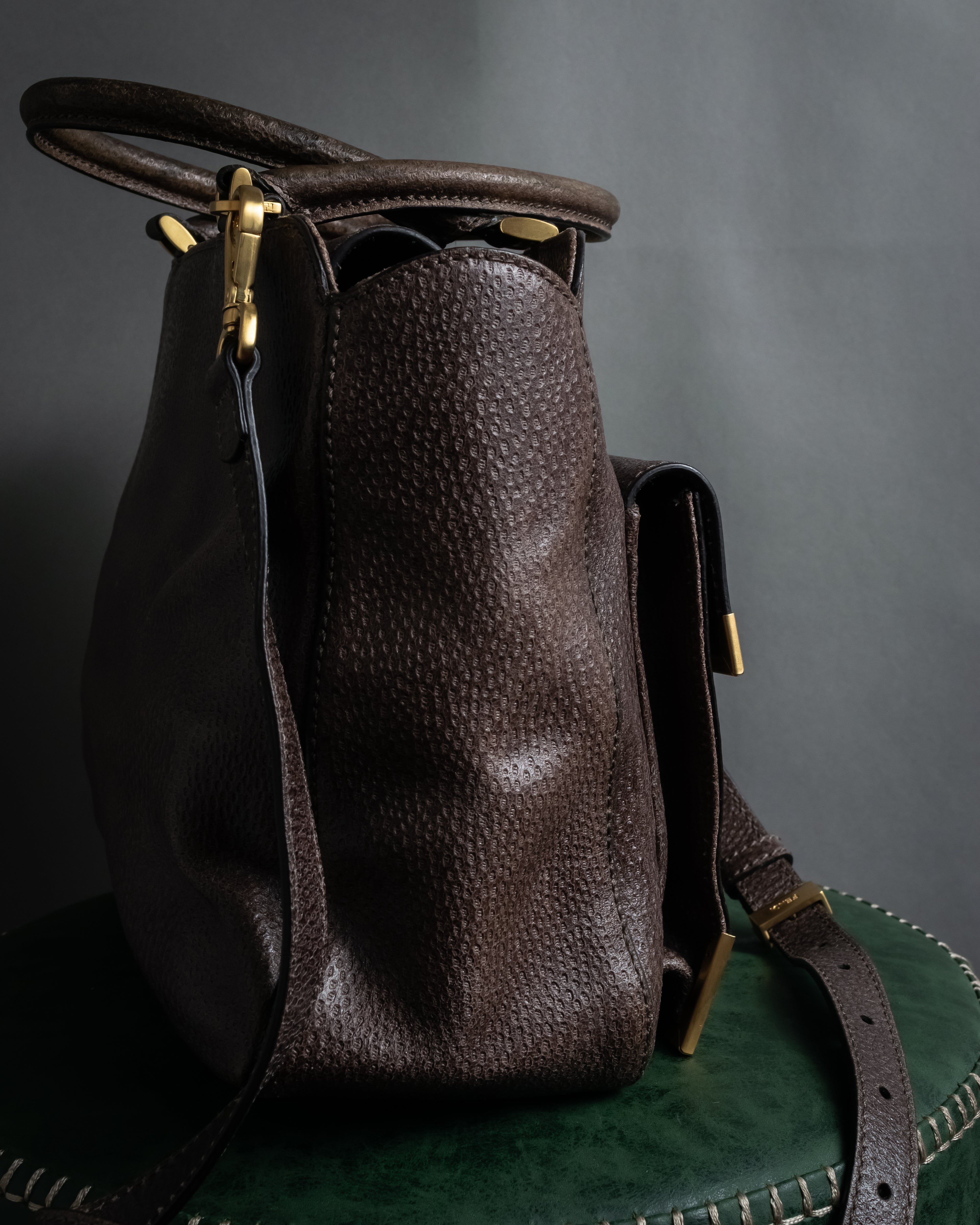 “FENDI” 2010’s Architectural grained leather 3Jours bag