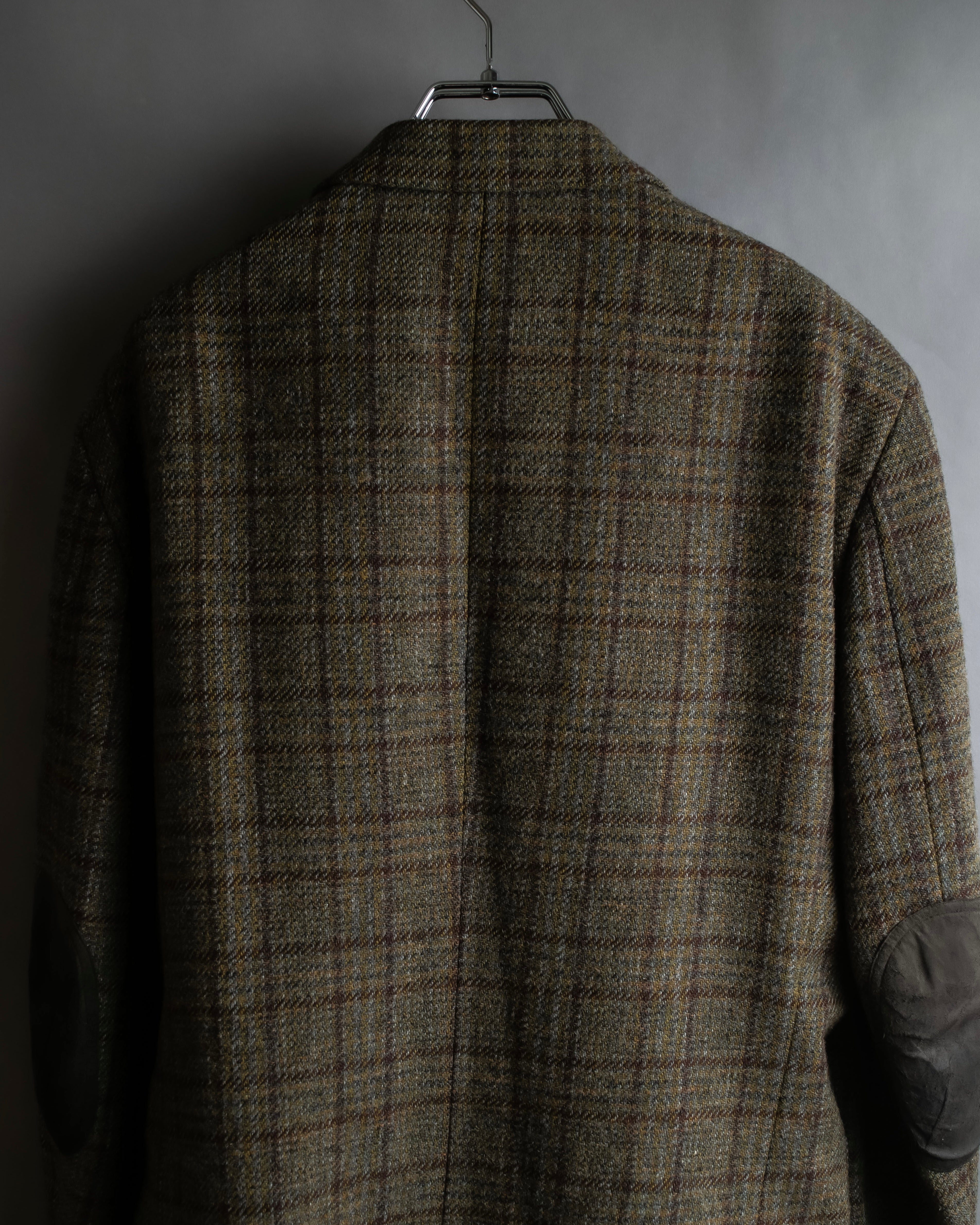 "BURBERRYS" Elbow patch design gun club check tweed jacket